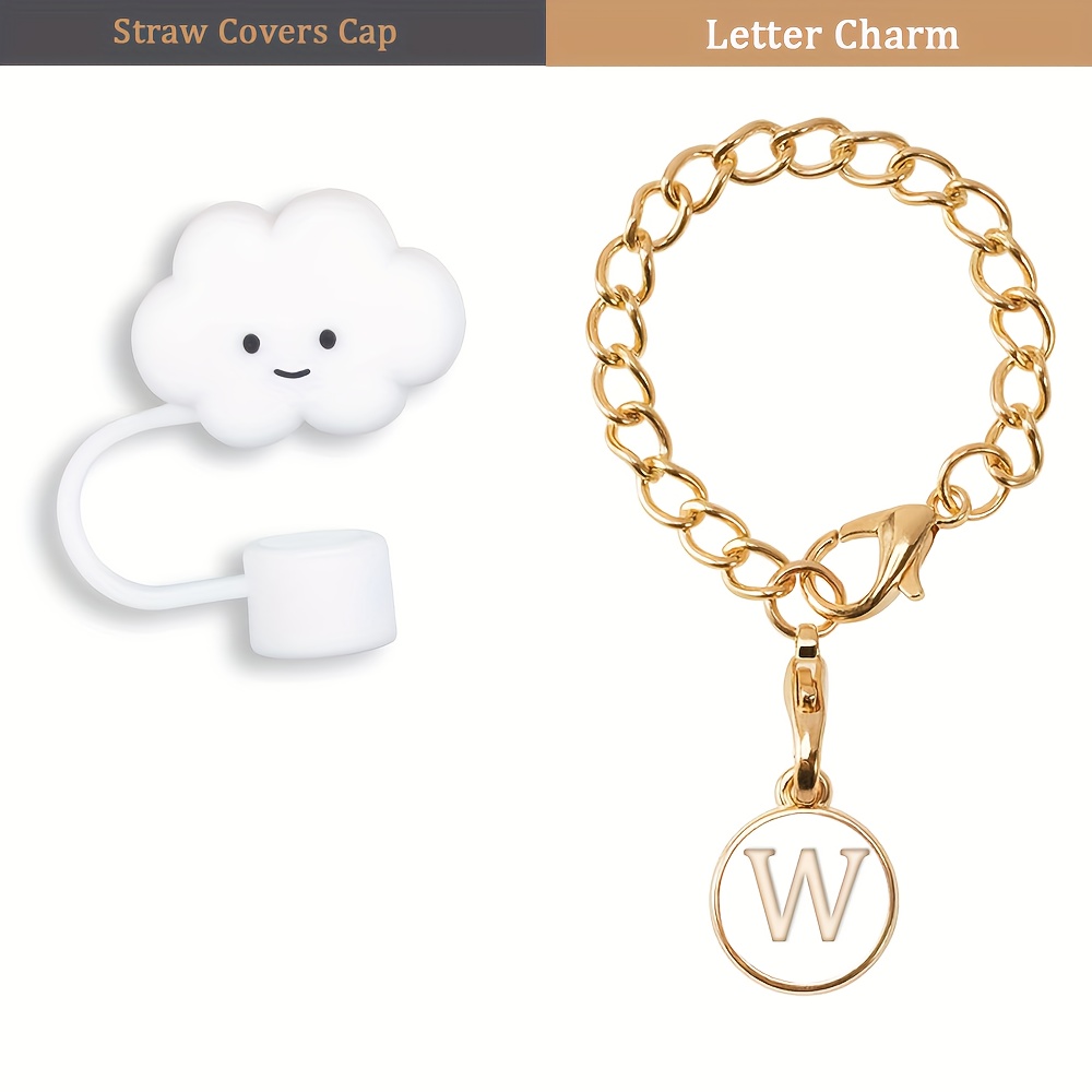 Cute Silicone Cloud Straw Covers Letter Charms for Stanley - Temu