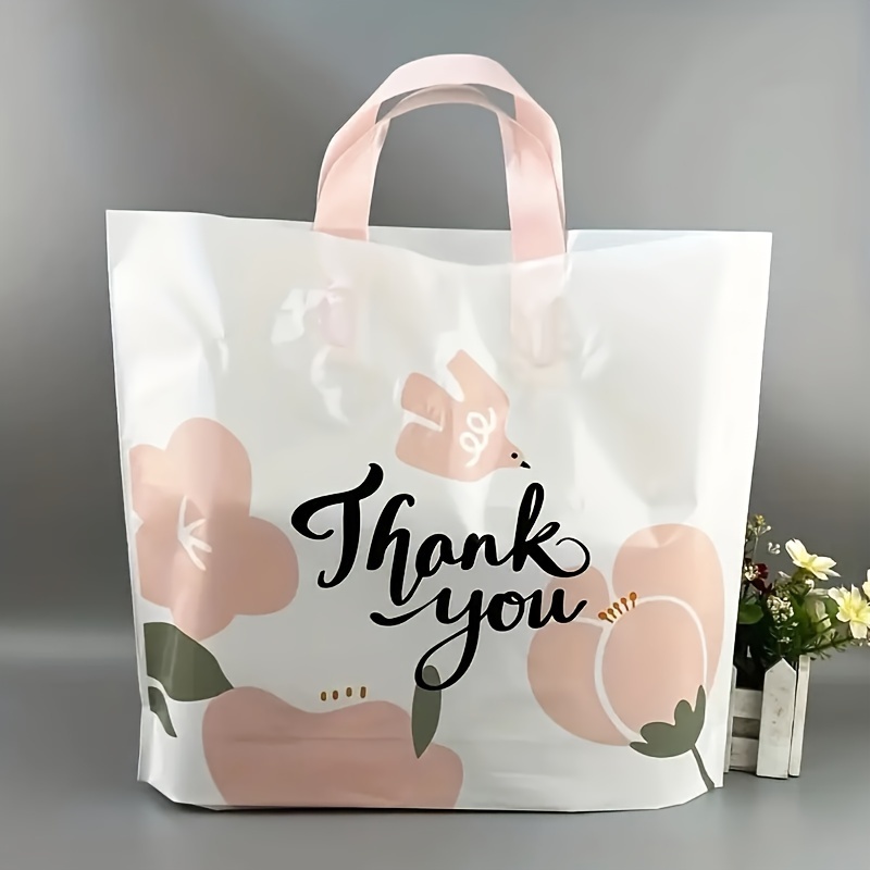 30PCS Colorful Plastic Thank You Bags Party Gift Bags with Handle for  Parties