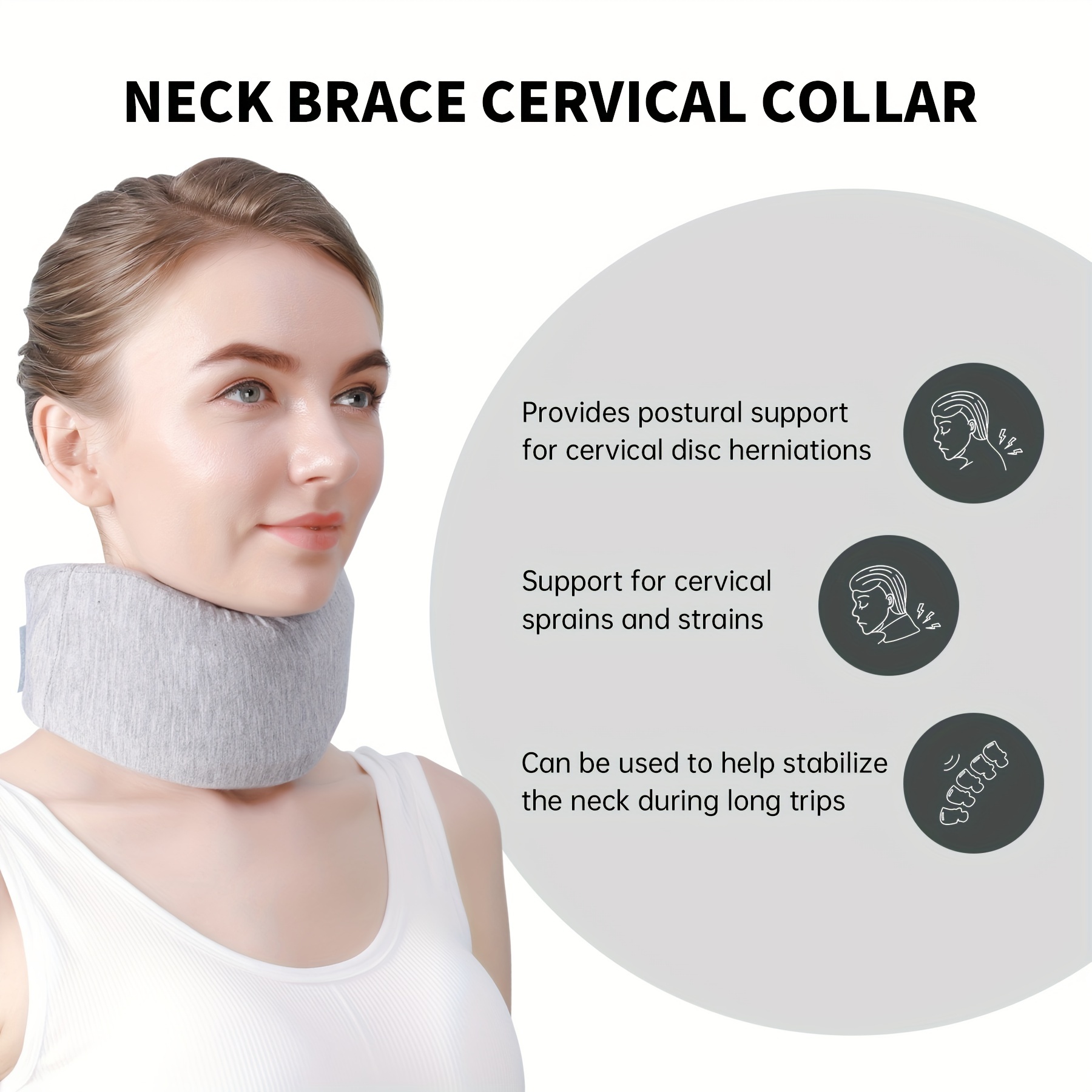 Neck Brace For Neck Pain And Support, Foam Cervical Collar For Sleeping,  Vertebral Whiplash Wrap