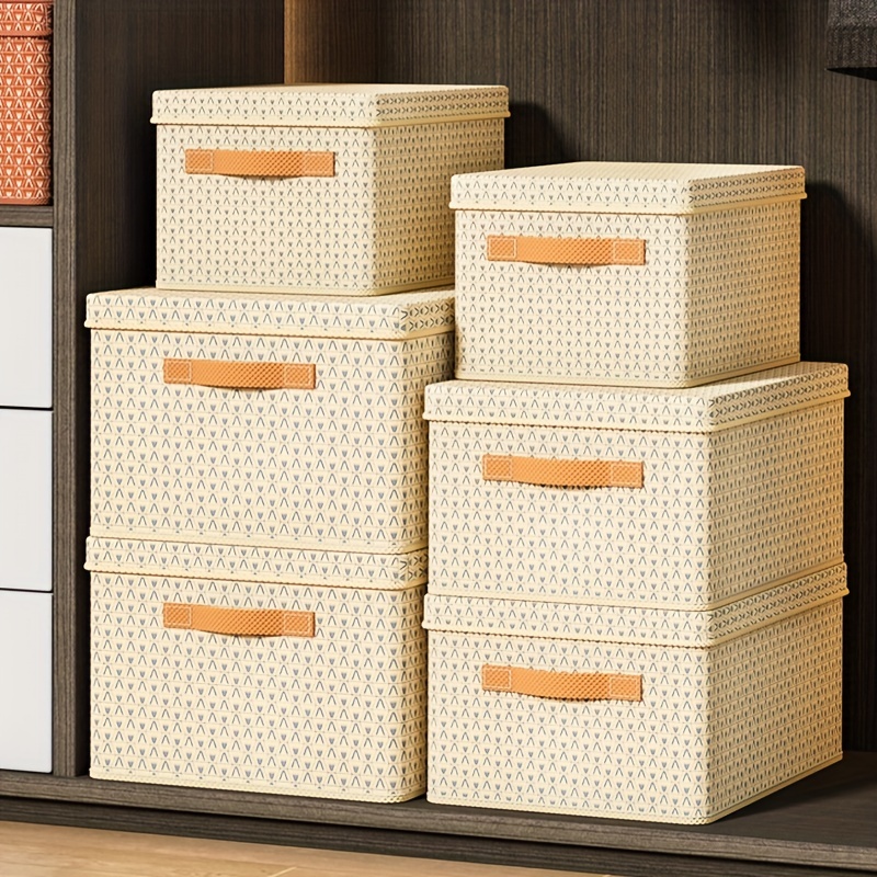 Cajas organizadoras de almacenamiento ropa, cajas almacenaje decorativas en  carton, dim. 40x50x25cm, almacenaje armario baul almacenaje de bolsas para