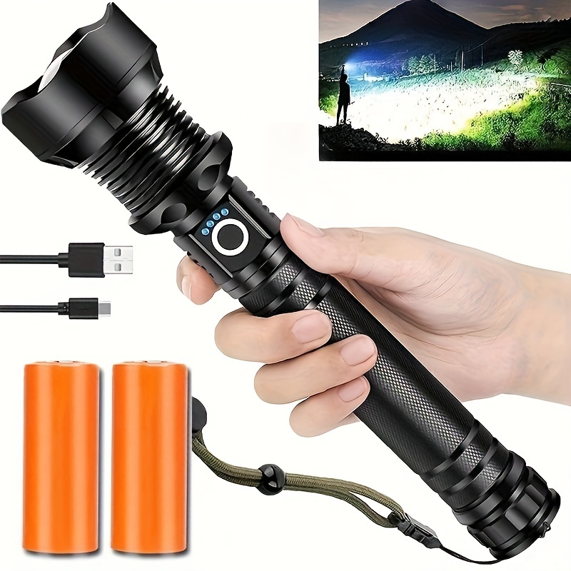 1pc Tactical Flashlight With Zoomable Lens Waterproof Rechargeable Led  Headlight For Outdoor Emergencies Patrol Camping Fishing And Hunting, Don't Miss These Great Deals