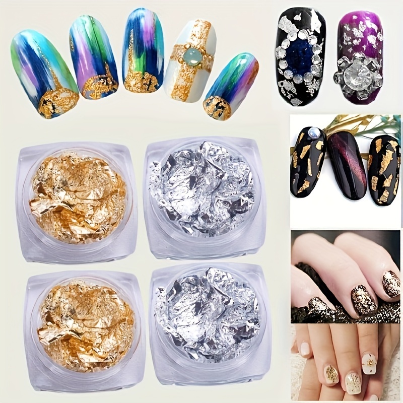 Nail Art Sticker Irregular Foils Paper Gold 3D Flakies DIY Nail