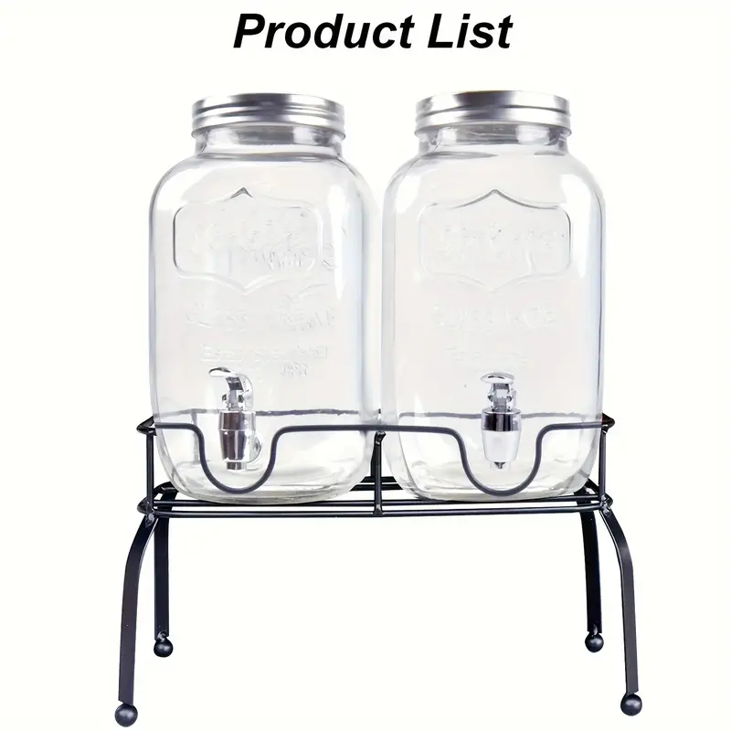 2 Pcs, Glass Drink Dispenser With Stand, Glass Beverage Dispensers For  Parties, Comes With Two Stainless Steel Faucet, Easy To Clean And Use,  Suitable