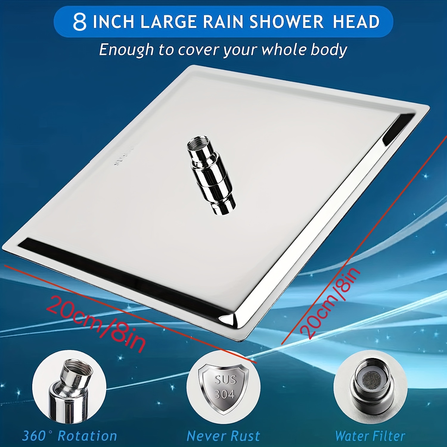 Rain Shower Head, Large Rainfall Shower Head, 304 Stainless Steel Rainfall  Showerhead, Perfect Replacement For Your Bathroom Showerhead, Bathroom  Accessories Bathroom Accessories, Shower Head - Temu