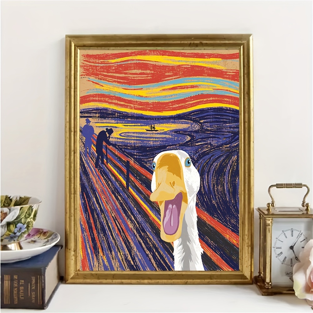 

1pc Canvas Poster, No Frame, Modern Art, The Scream Game Goose Canvas Poster, Funny Wall Art, Ideal Gift For Bedroom Living Room Corridor, Wall Art, Wall Decor, Fall Decor, Room Decoration