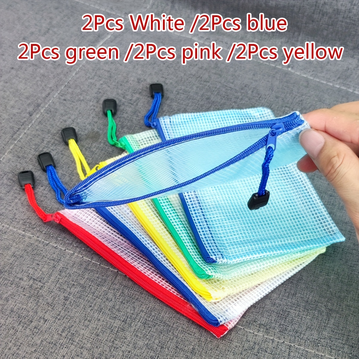  10 PCS Mesh Zipper Pouch Document Bag, Plastic Zip