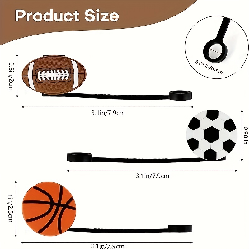 Sports Silicone Straw , Cartoon Ball Straw Tips Cover, Reusable Drinking  Straw Tips Lids Plugs For Straws, Cup Accessories For Hygienic Drinking -  Temu