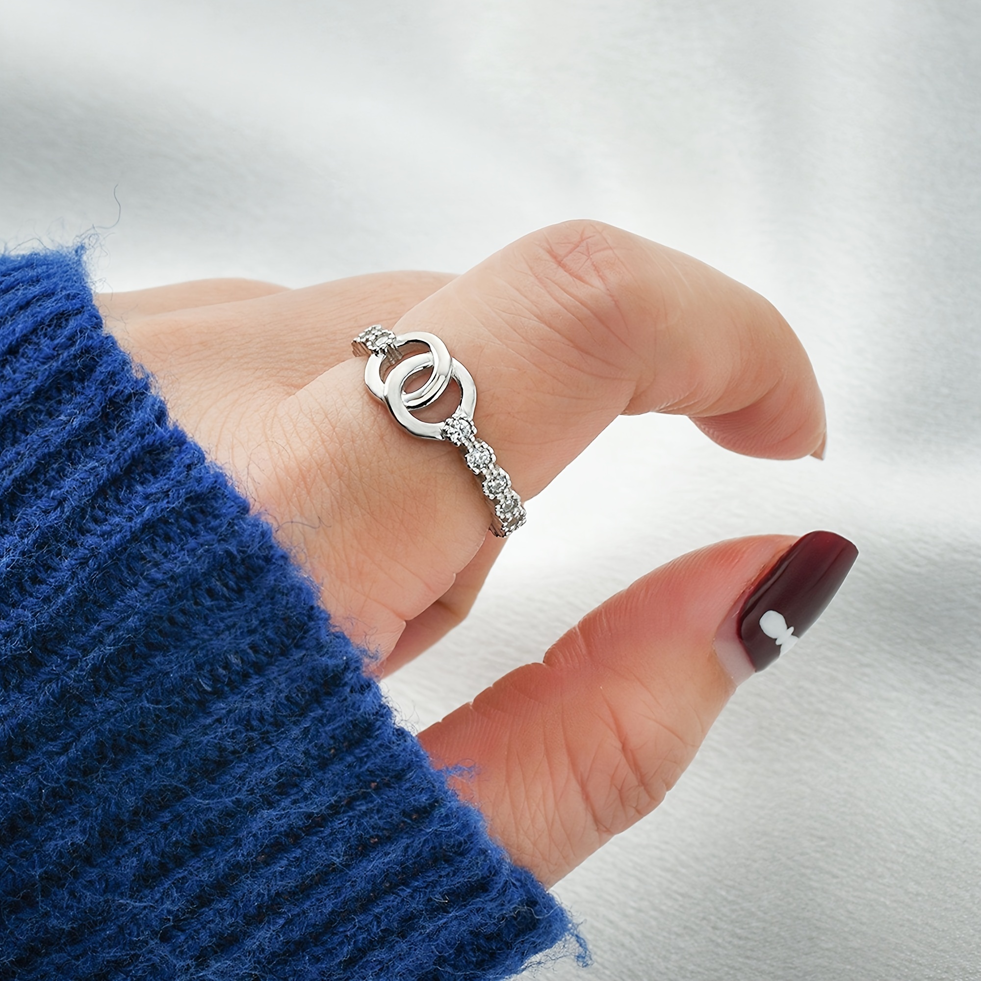 Mother & Daughter Forever Linked Pave Interlocking Ring, Gift