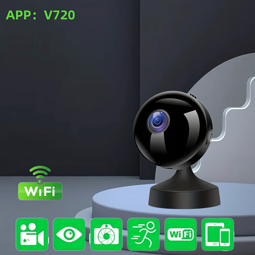1080P Cámara De Seguridad Inalámbrica WiFi Compacta Con Visión Nocturna,  Vista En Tiempo Real Y Más: Perfecta Para Vigilancia De Hogares, Oficinas,  Be