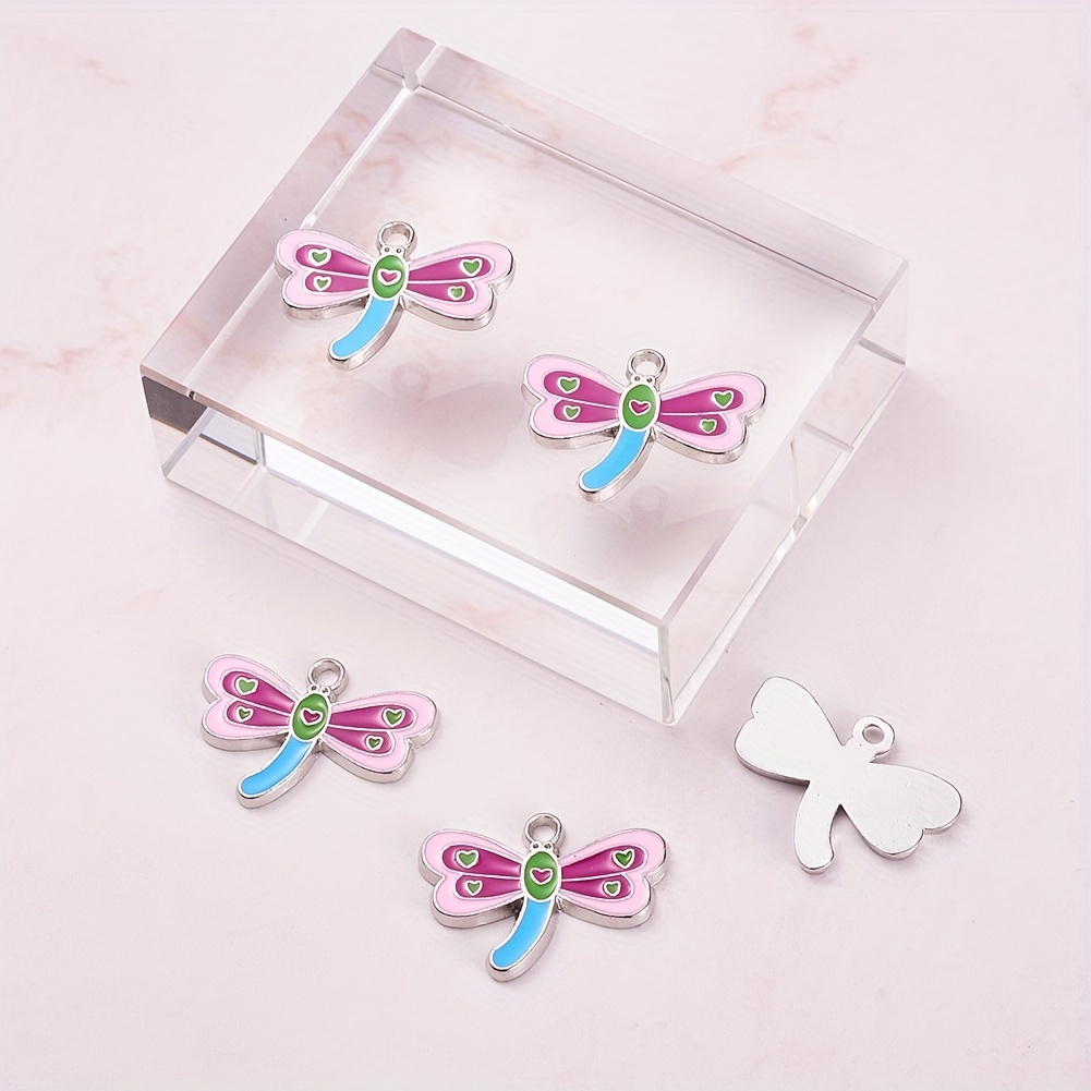 5Pcs Pink Dragonfly Pendants DIY Jewelry Accessories