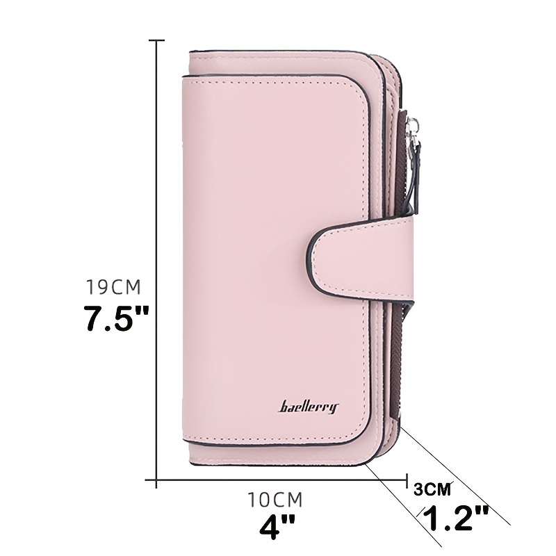 Letter Detail Long Wallet, Women's Fashion Faux Leather Wallet With Card  Slots & Id Window - Temu