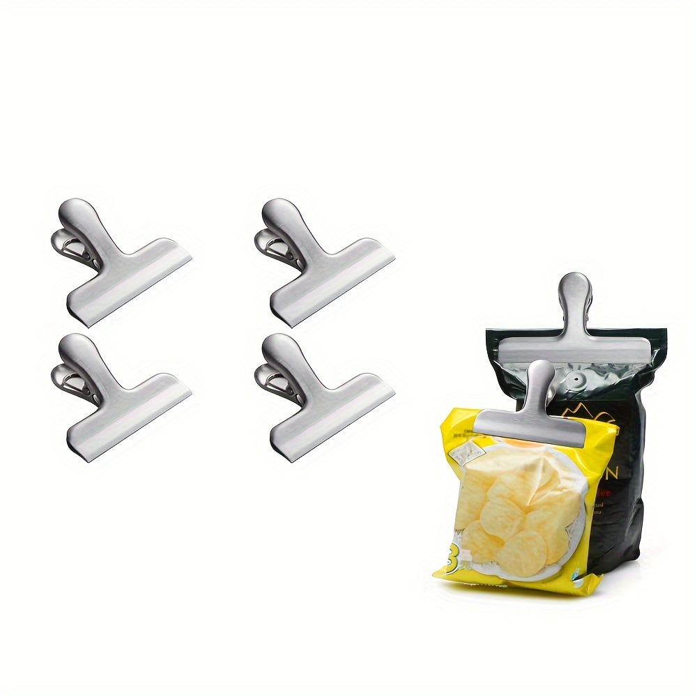 6 Pack Bag Clips, Stainless Steel Chip Clip, Chip Clips Bag Clips Food Clips,  Bag Clips for Food, Heavy Duty Air Tight Seal Kitchen Clips Snack Clips  Food Bag Clamp Clips 