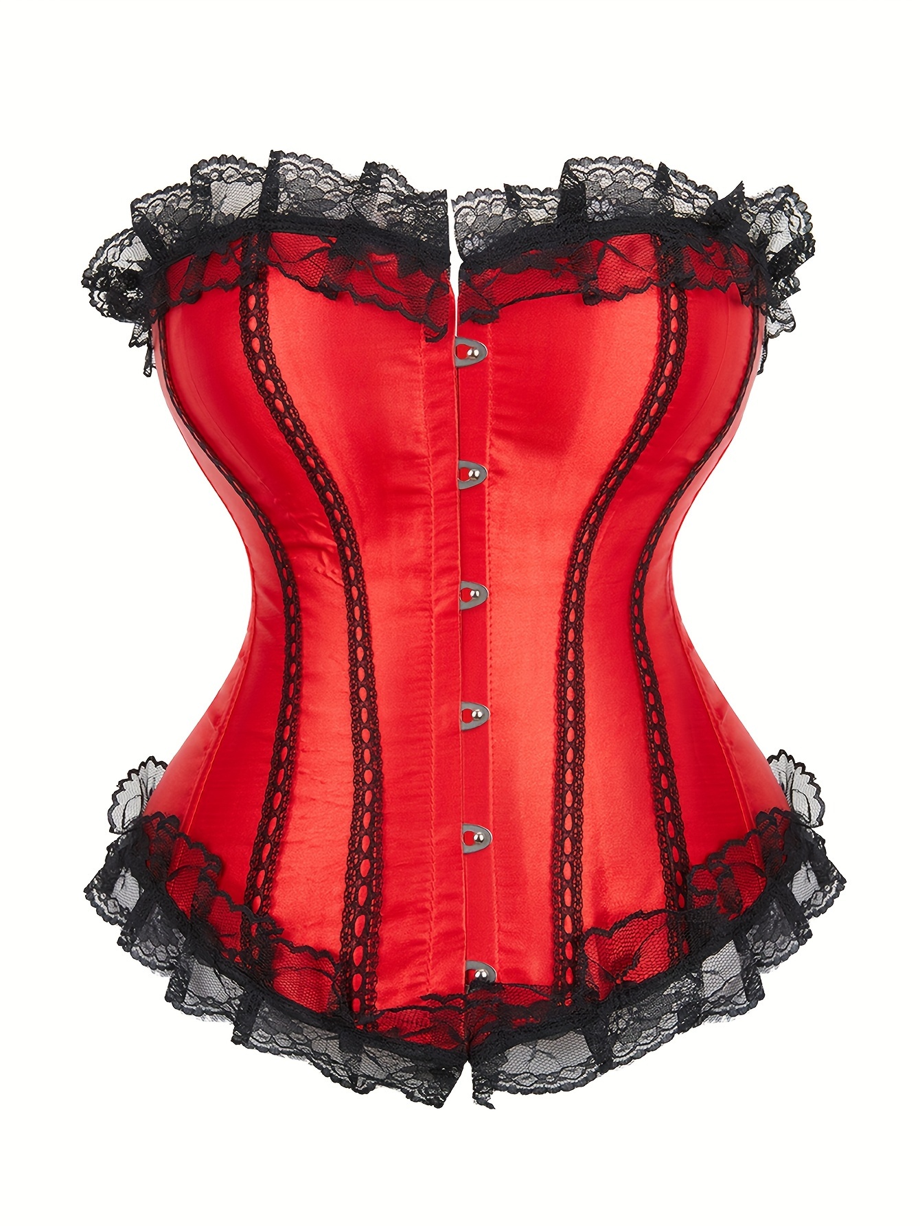 Corset Satin Bustiers Femmes Corset À Lacets Acier Désossé Bustier