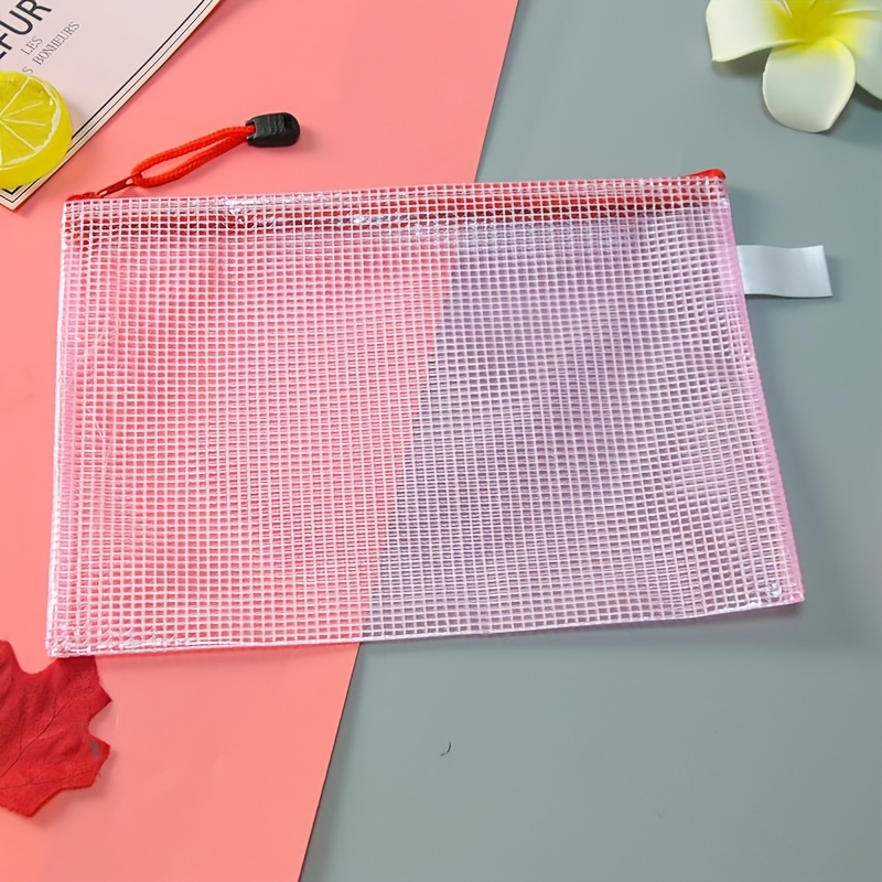 Waterproof Transparent Zipper Bag A4 A5 Mesh Stationery Bag