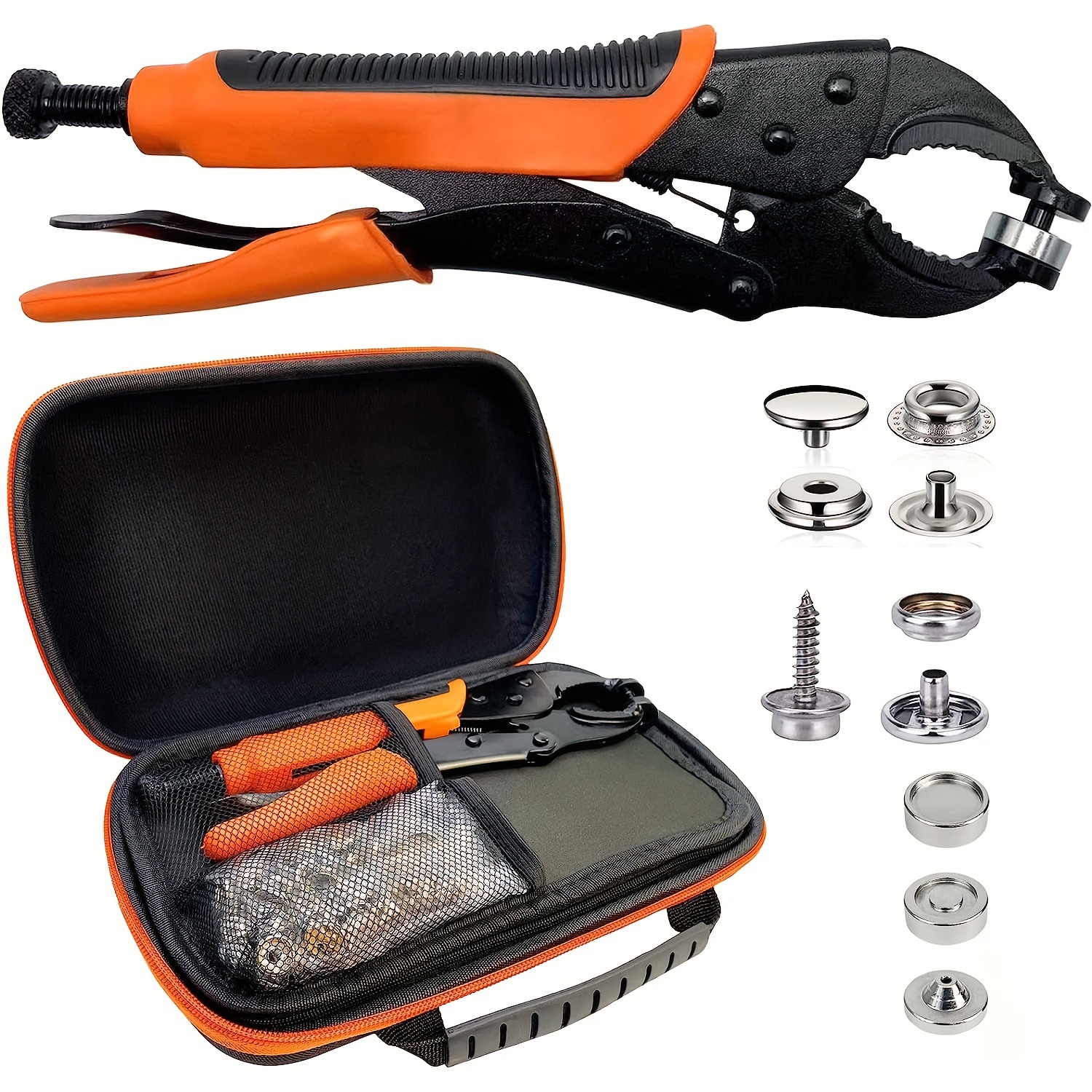 Screw Snaps Locking Pliers Kit, Couker Heavy-Duty T8 Snap Setter Tool for Fastening, Replacing Snaps, Repairing Boat Covers, Canvas, Tarps
