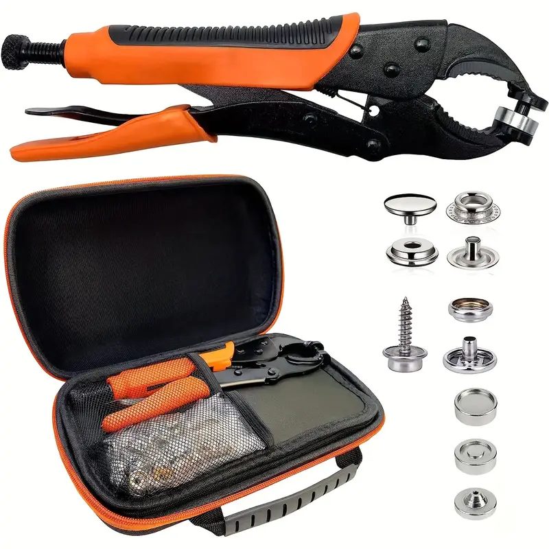 1pc Heavy Duty Snap Fastener Tool Kit, Punching Function, Snap Button Tool  With Adjustable Setter, 15mm Snap Tool Includes 40 Sets Marine Snaps