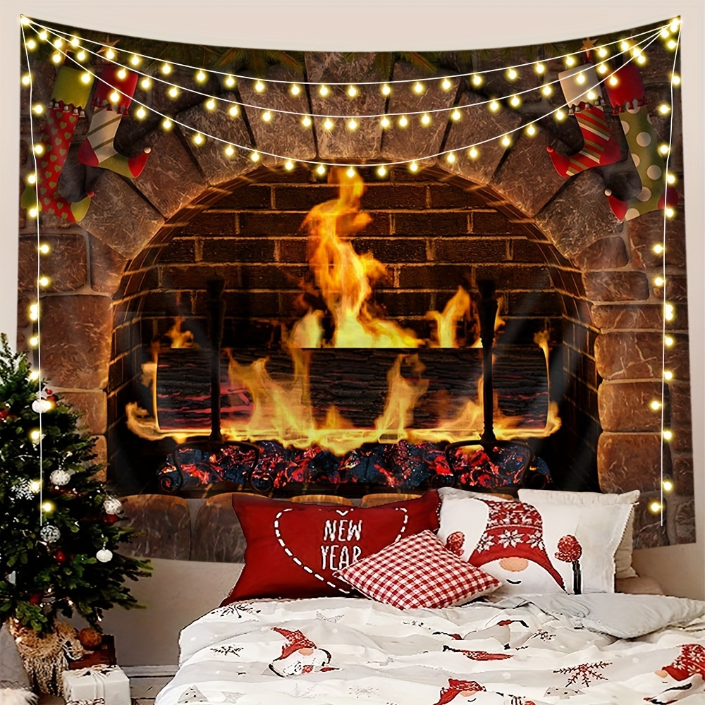 Christmas Town Magnetic Fireplace Cover 36x30,Decorative Fireplace  Blanket Insulation Cover for Heat Loss,Indoor Outdoor Fireplace Draft  Stopper