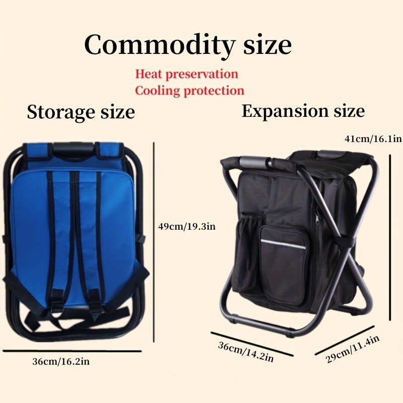 1pc Portable 3 In 1 Cooler Backpack With Folding Stool And Cooling Bag  Perfect For Outdoor Hiking Beach Fishing And Camping - Sports & Outdoors -  Temu