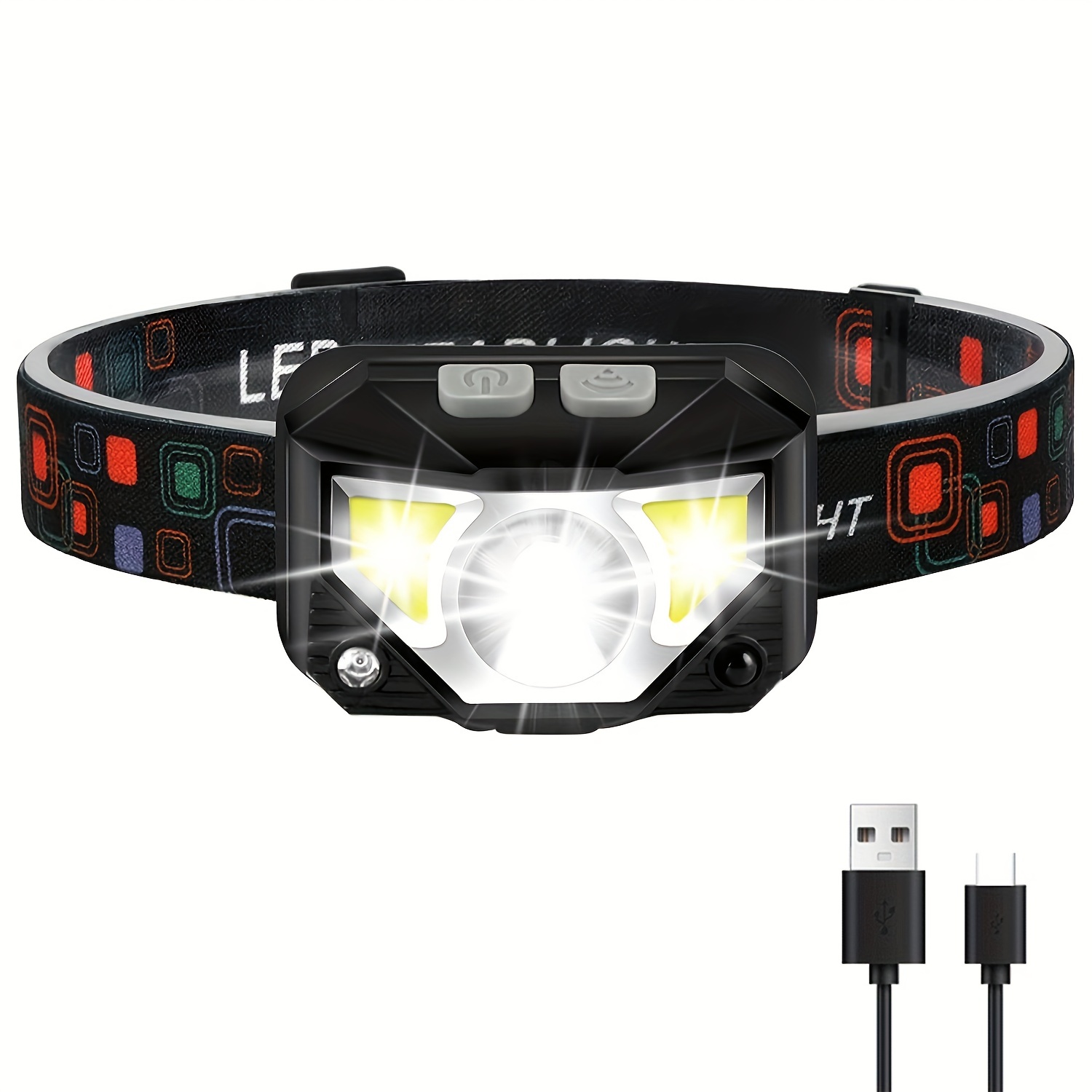 600 Lumen LED Headlamp Rechargeable Headlight With Motion Sensor