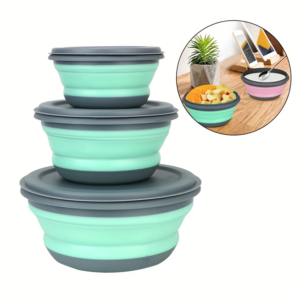 3 pcs/set Foldable Silicone Tableware Set Portable Food Container