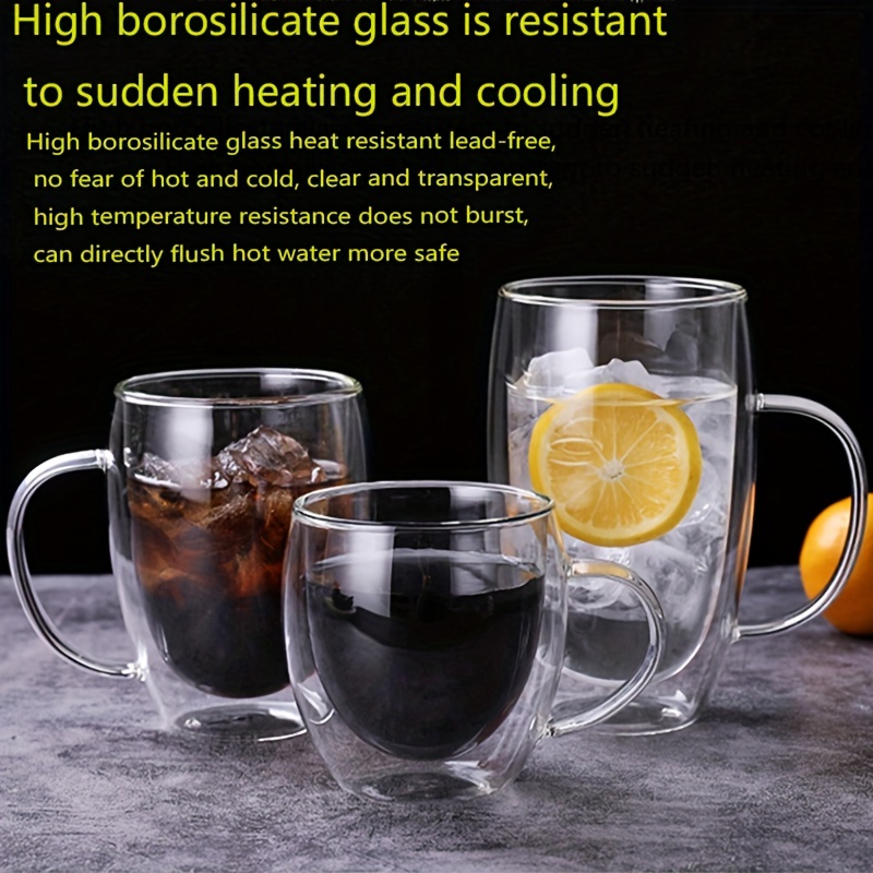 Leadiy Transparent Glass Coffee Mug with Lid, Clear