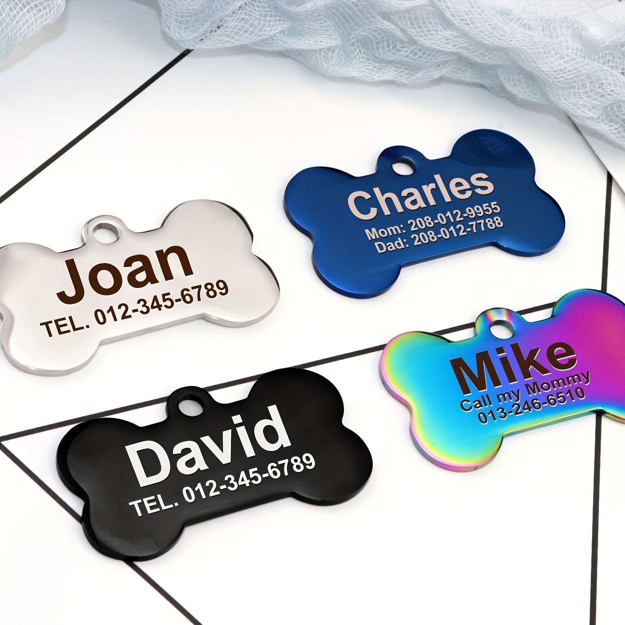 Custom Chicago Cubs Themed Double-sided Dog ID Tag Mini Bone 