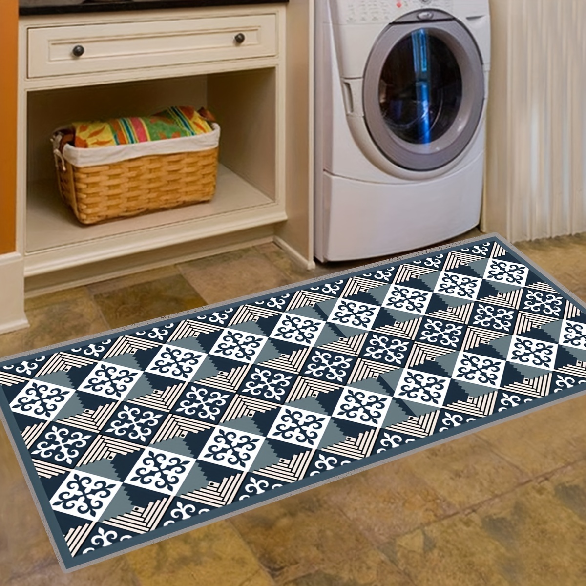 Traditional Geometric Laundry Room Runner Rugs Extra Long - Temu