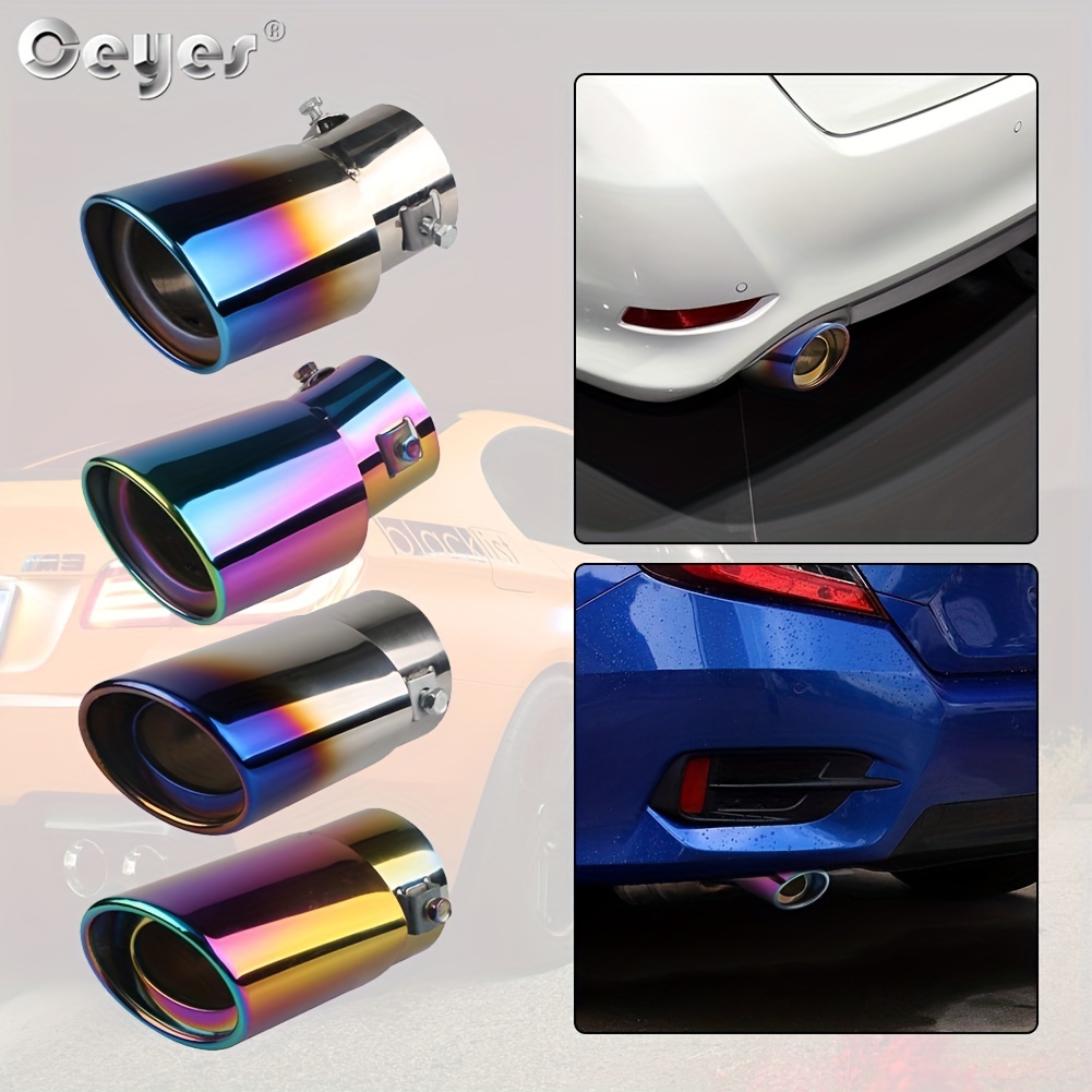 Silenciador de tubo de escape Universal para coche, punta redonda de acero  inoxidable, cromado, accesorios para coche - AliExpress