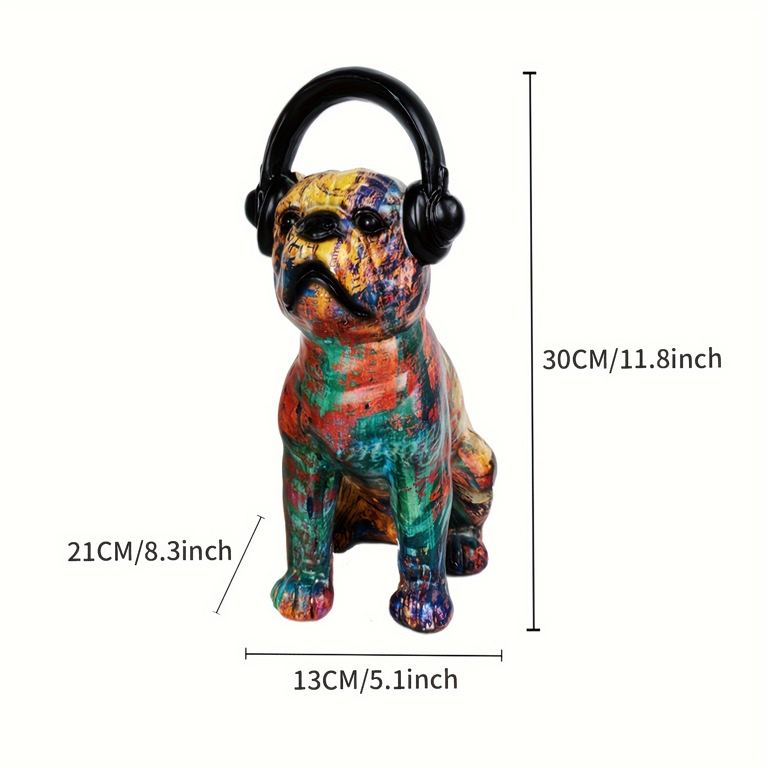 Dog Headphones Ornament Colorful Resin Statue Art Craft Temu