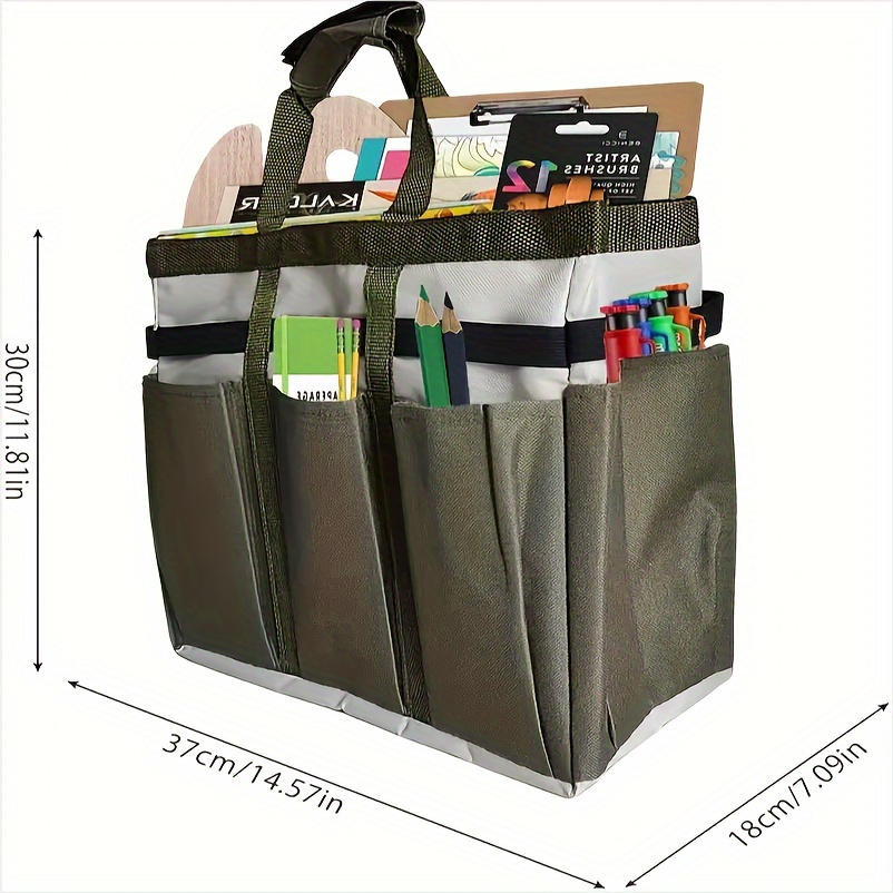 Large Craft Storage Tote Bag With 9 Pockets Artist Tote Bag - Temu