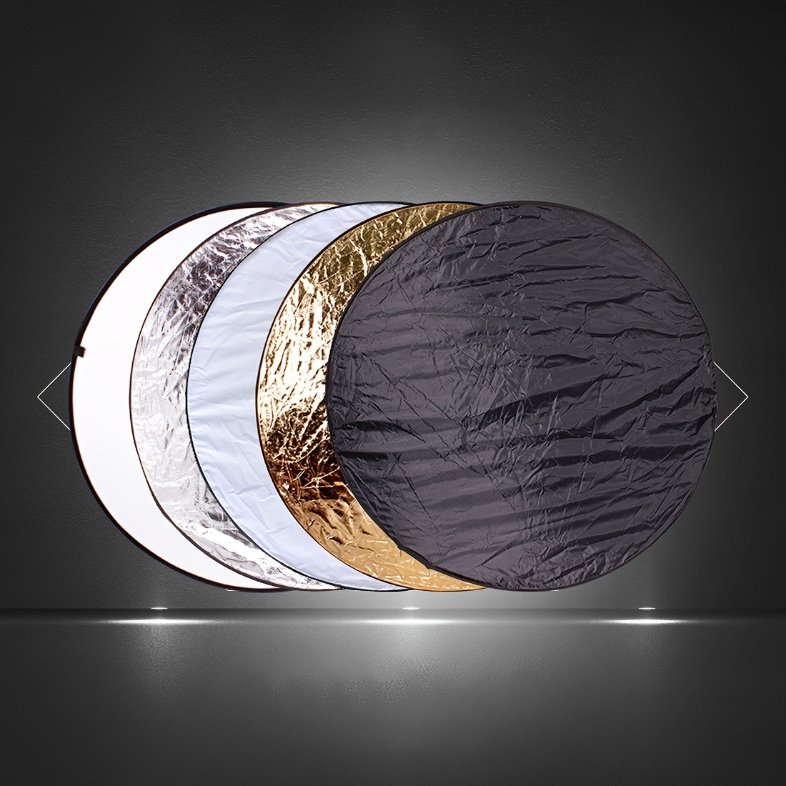 5 en 1 Reflector de fotografía reflectores de luz para fotografía  Multi-disco foto Reflector plegable con bolsa-translúcido, pta, oro, negro  - 110cm