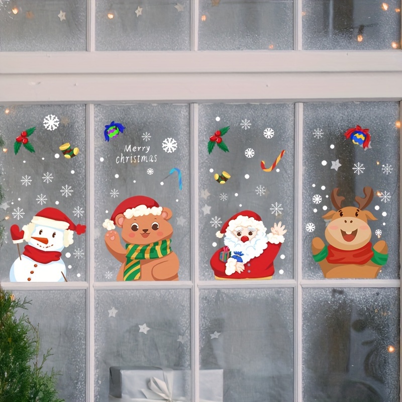 Christmas Decorations Snow Man Static Cling White Snowflake - Temu