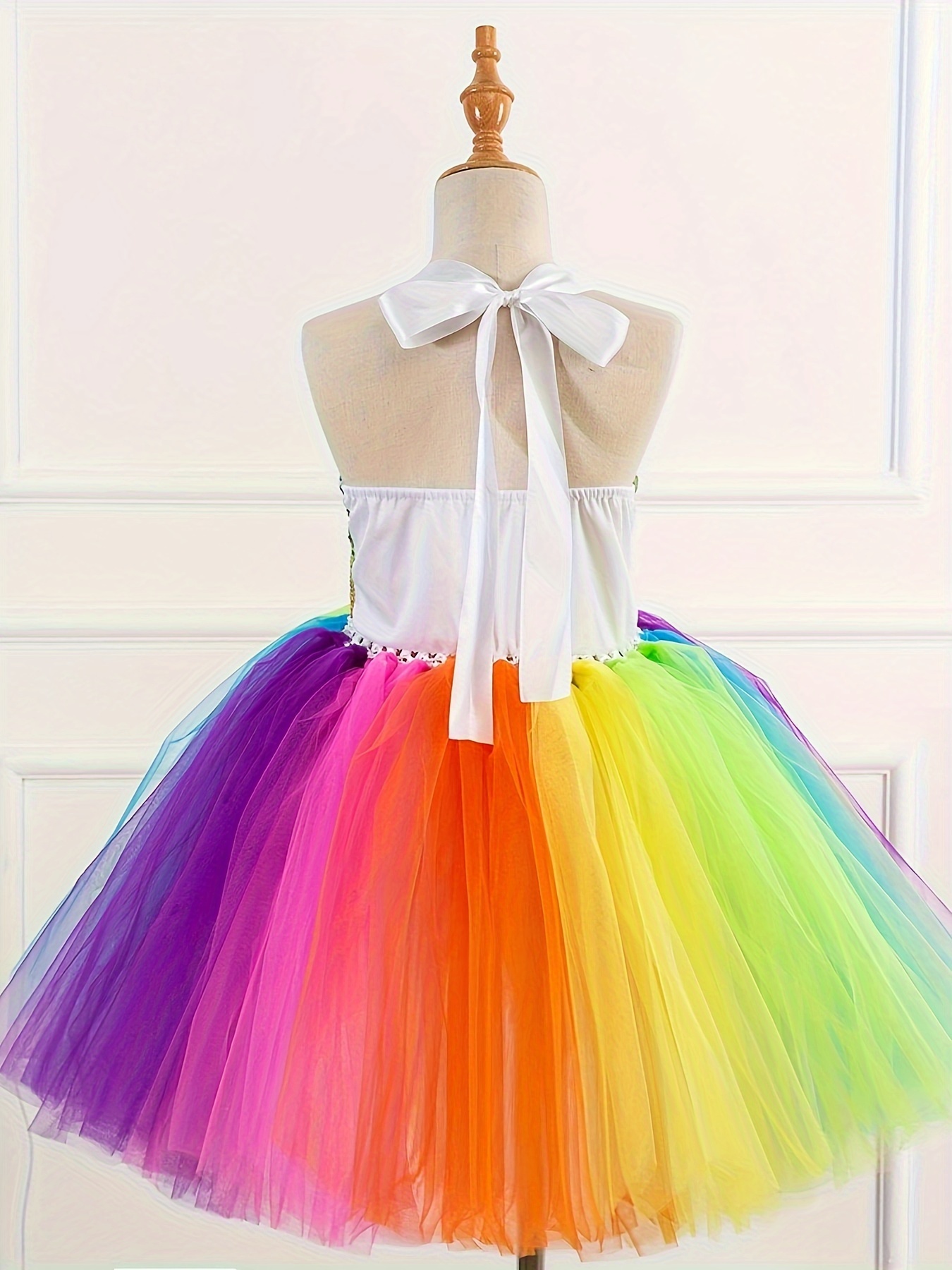 Girls Trendy Rainbow Unicorn Princess Cosplay Tutu Dress Set - Temu