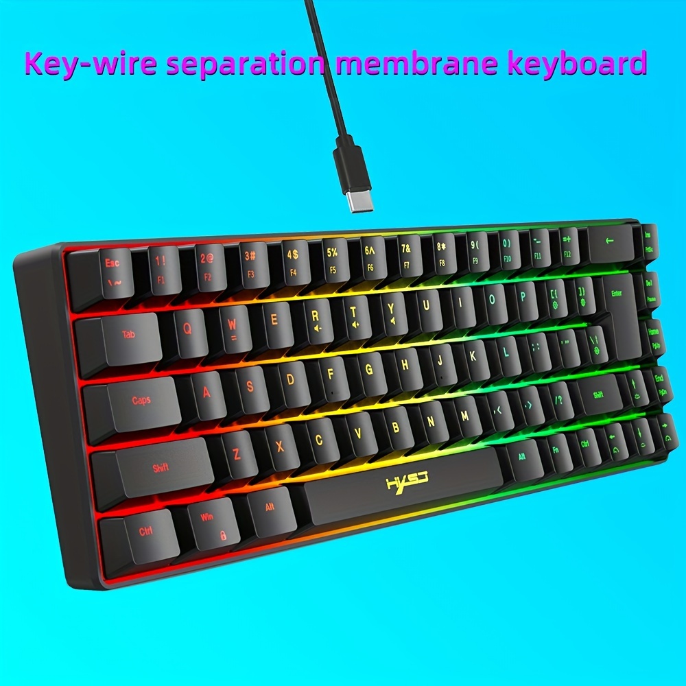 Hxsj New Thin Film Wired Gaming Keyboard 68 Keys Rgb Backlit - Temu