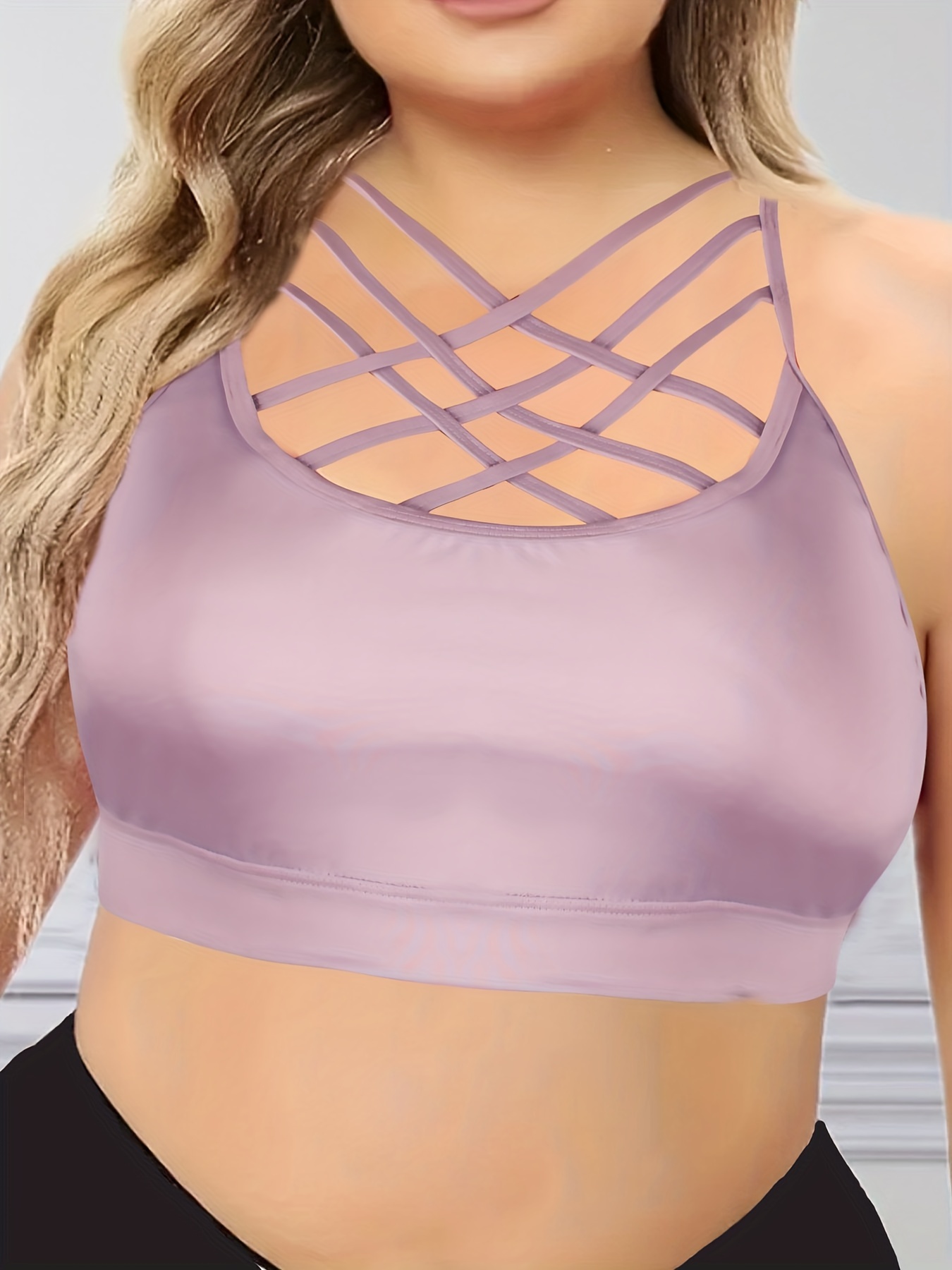 Colorblock Scoop Sports Bra Comfy Breathable Hollow Lace - Temu