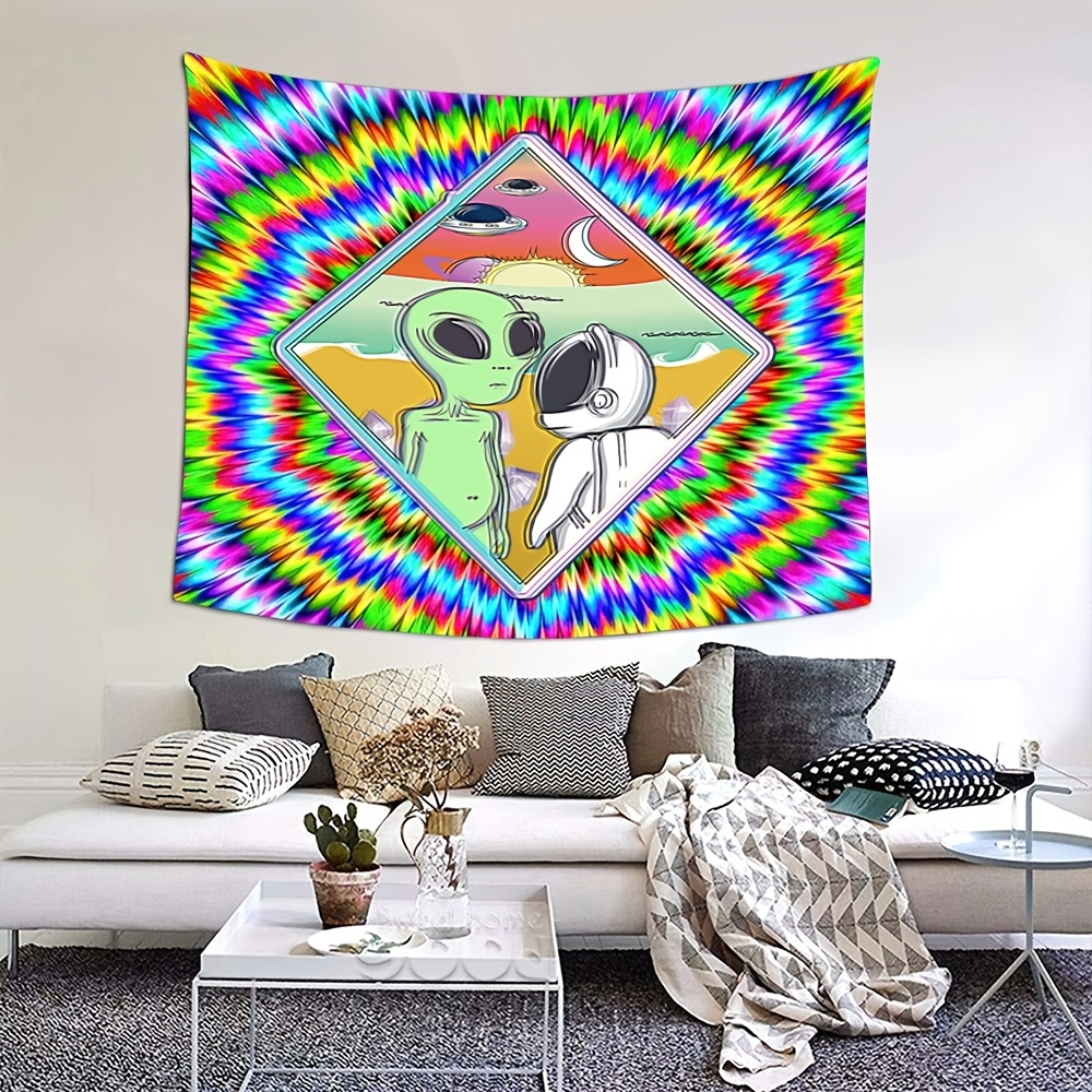 3d Vision Tapestry Black And White Psychedelic Spiral - Temu