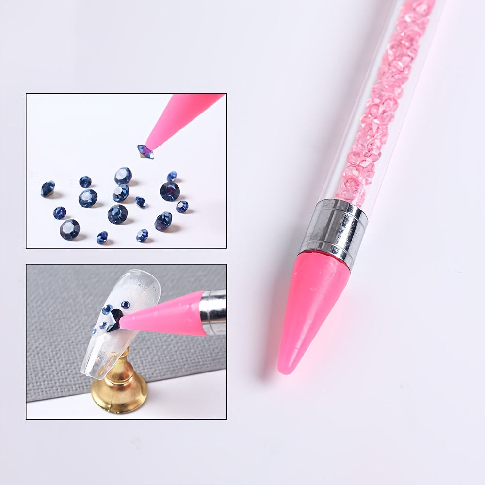 Double Head Acrylic Nail Point Drill Crayons Self-adhesive Stippling Pen  Metal Dotting Pen Tools Pipe Picking Nail Rhinestones Tools Accessories -  Temu