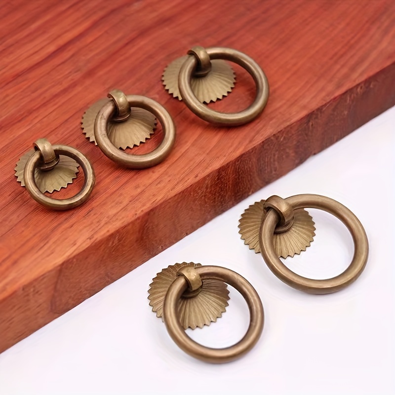 Antique Brass Cabinet Drawer Dresser Ring Pulls Gold Kitchen - Temu Canada