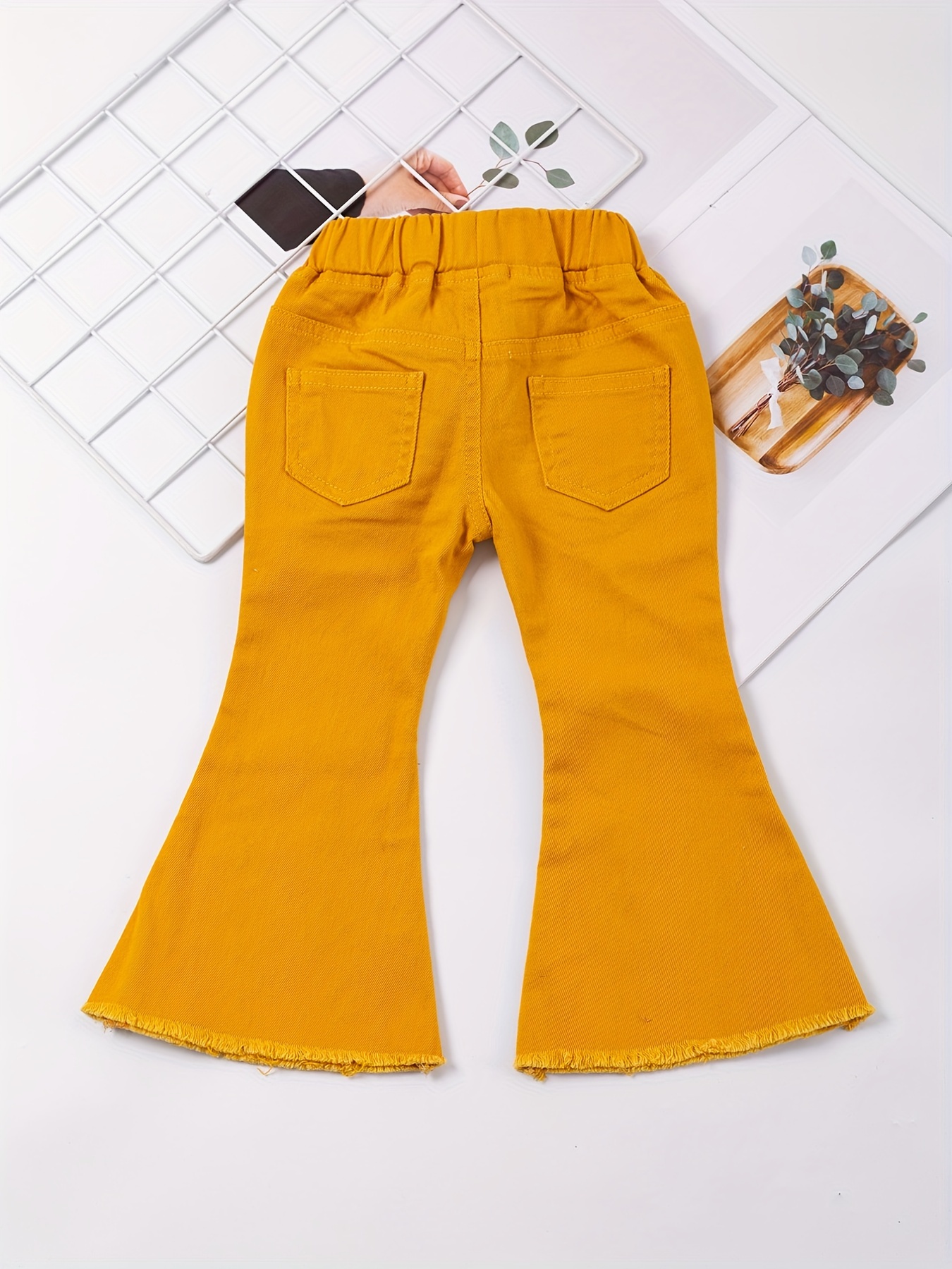 Women Yellow Bell Bottom Pants