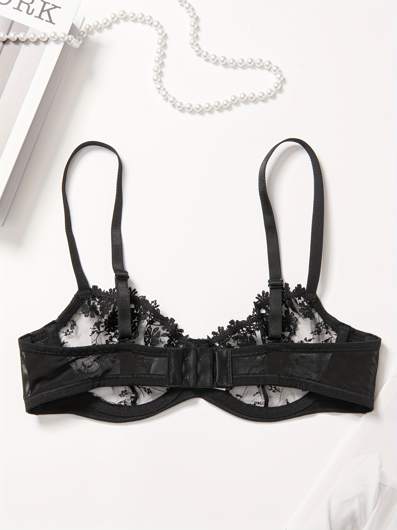 Floral Lace Unlined Bra Sexy Hollow Sheer Bra Women's - Temu Canada