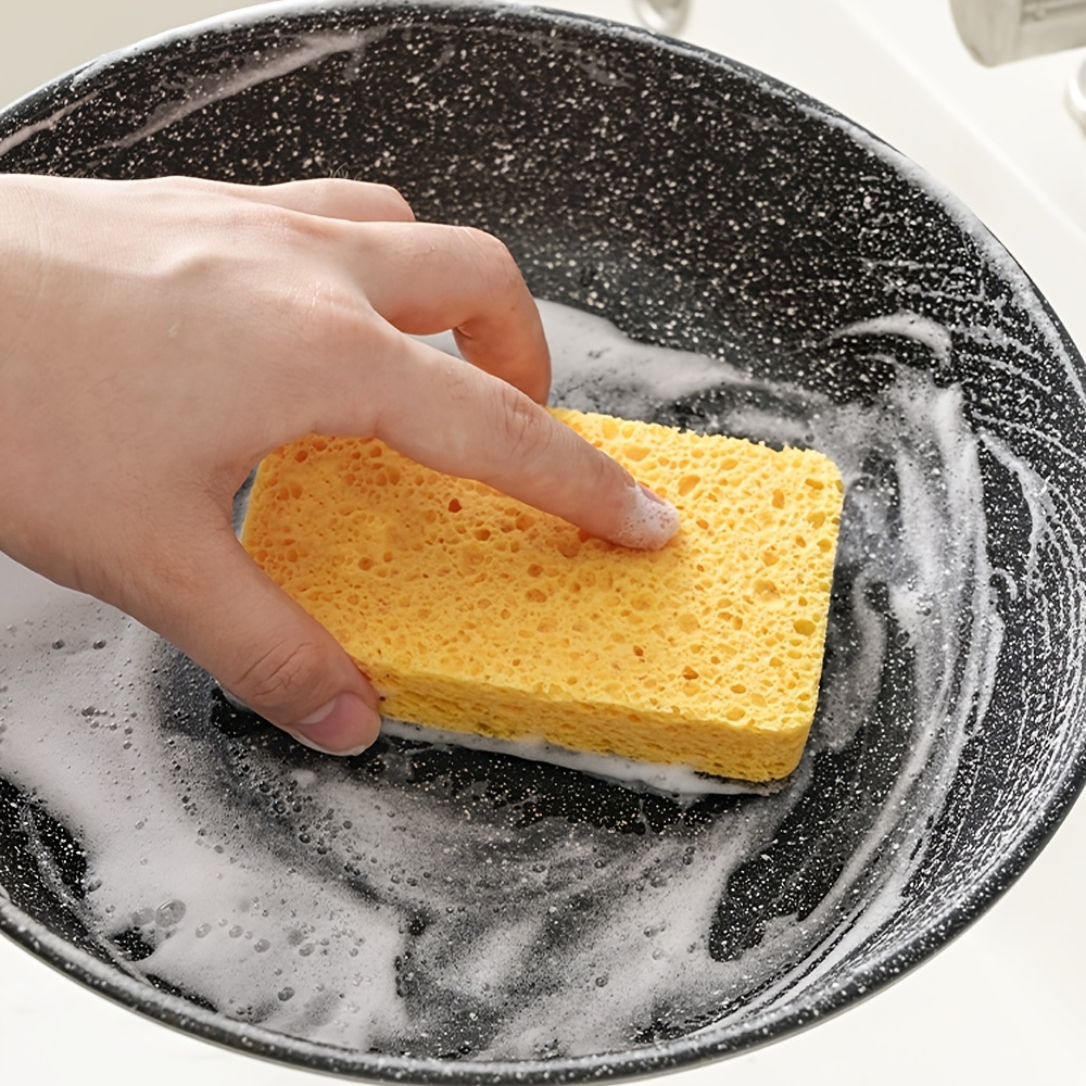 4PCS yellow Large Sponge Wipe, Bowl Washing Car Washing Sponge Kitchen Cleaning  Sponge Block Dishwashing Cloth