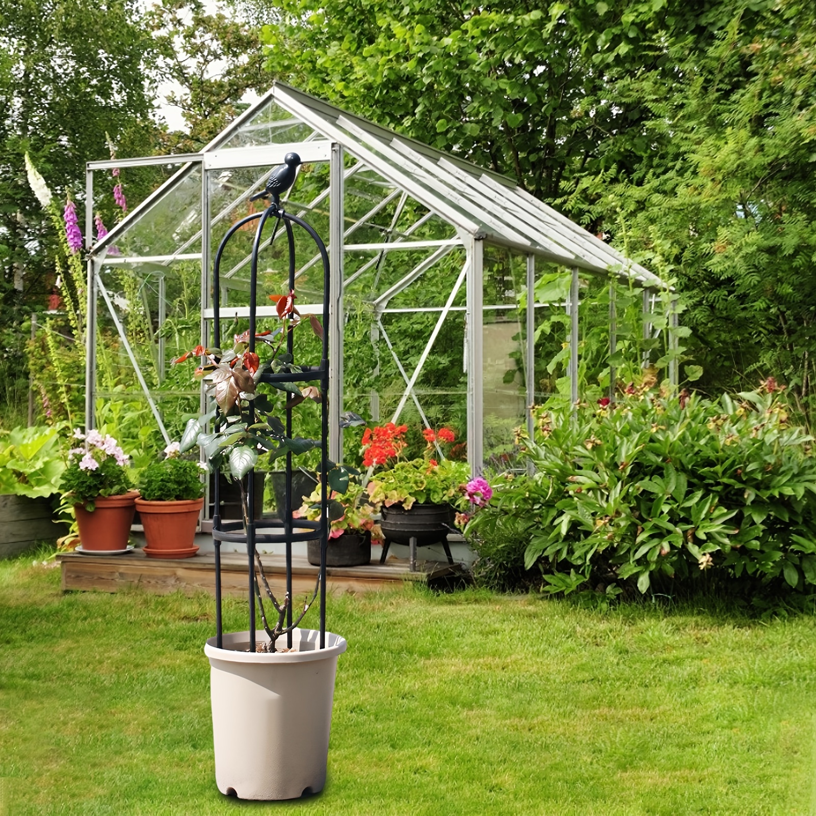 1pc Trellis pour les plantes grimpantes, obélisque de jardin en métal  recouvert de plastique Trellis cadre