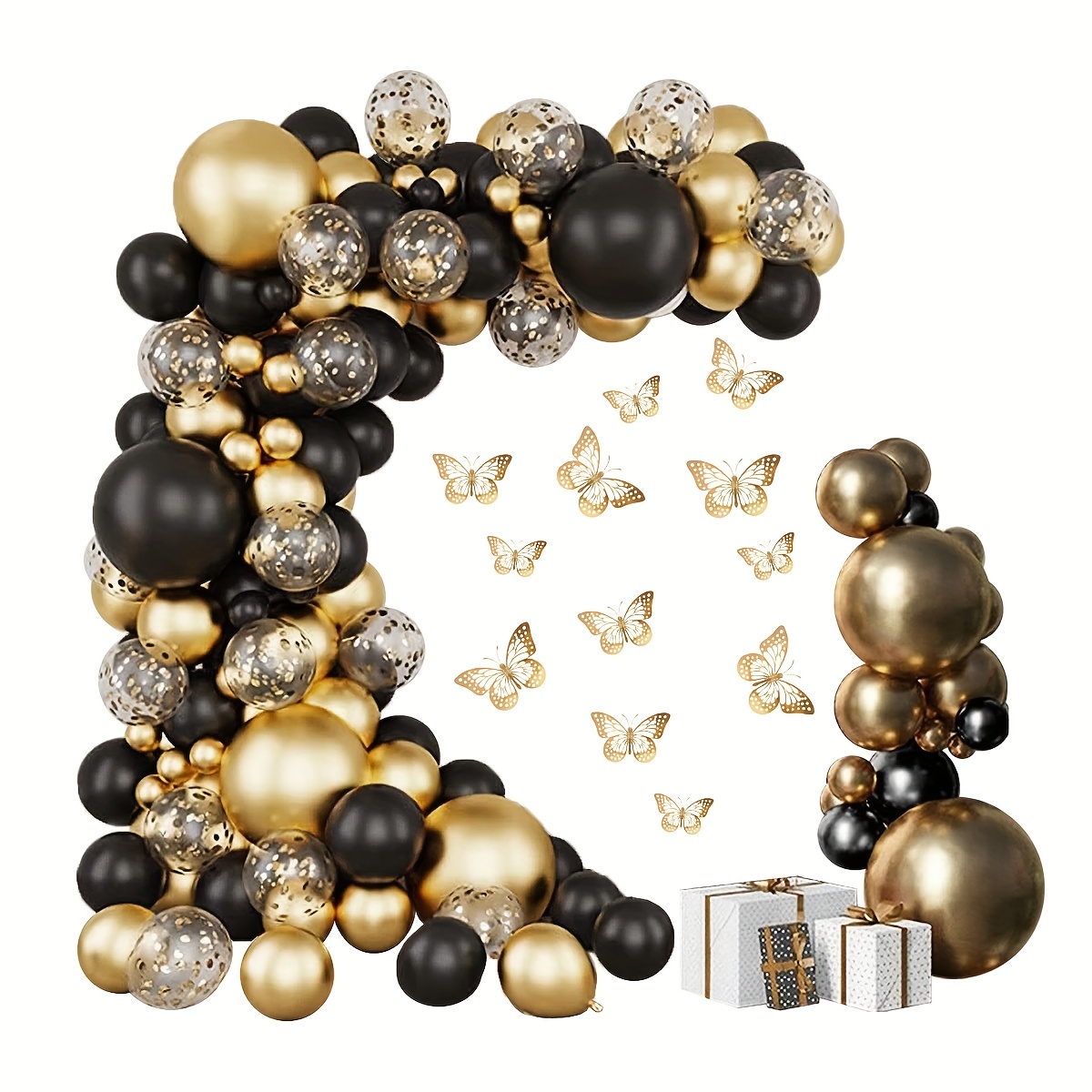 Party Balloons-136 Pieces Of Diy Gold And Black Garland Balloon Kits,  Suitable For Birthday/party/christmas/wedding