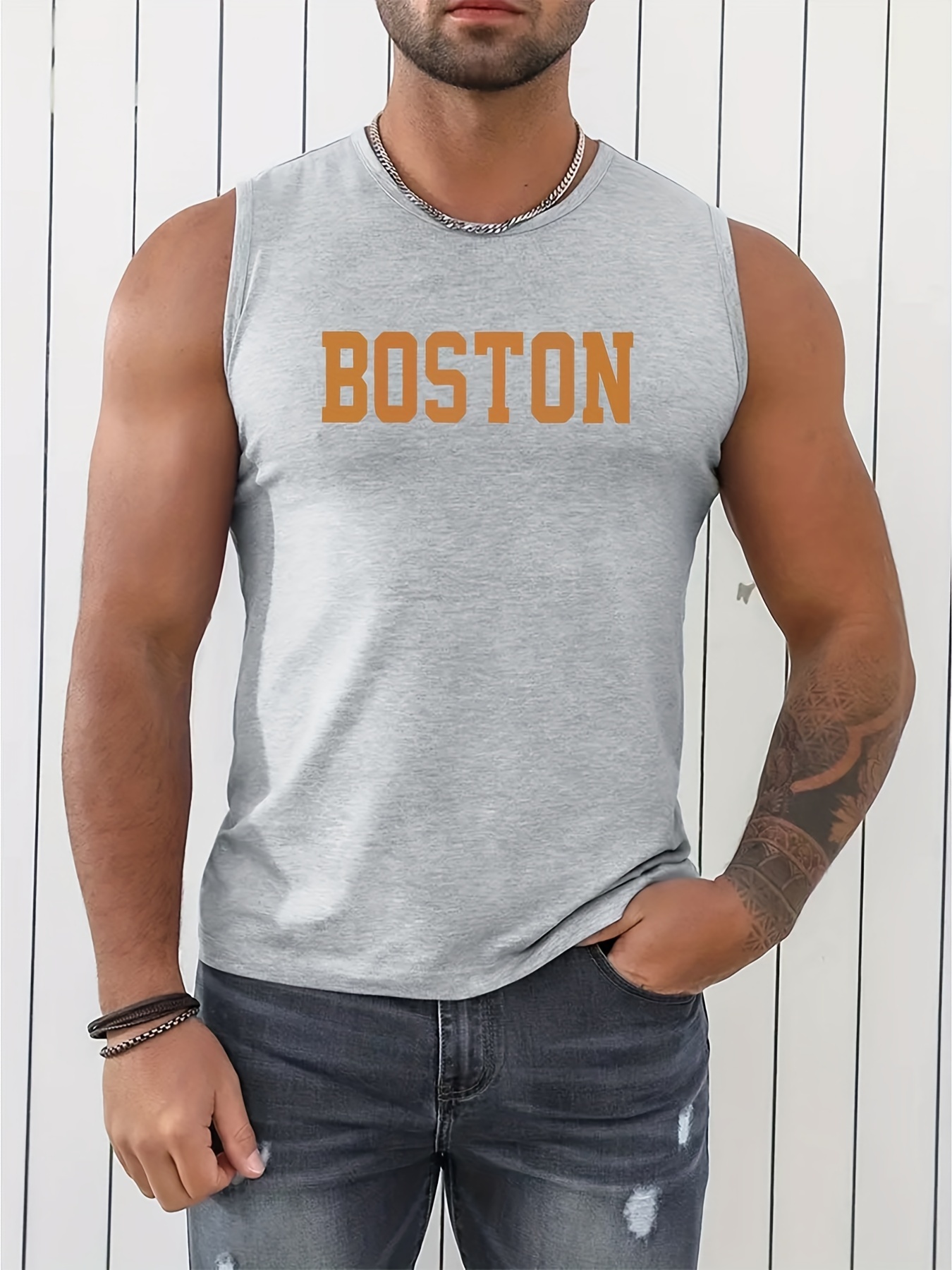 Boston' Round Neck Breathable Vest, Casual Sports Sleeveless Tank Tops,  Men's Summer Clothing - Temu Australia