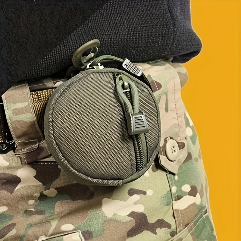 Small Round Coin Purse Tactical Pouch, Upgraded EDC Pouches Military Gear  with Hook,Coin Purse Keychain Headset Case Wallet 