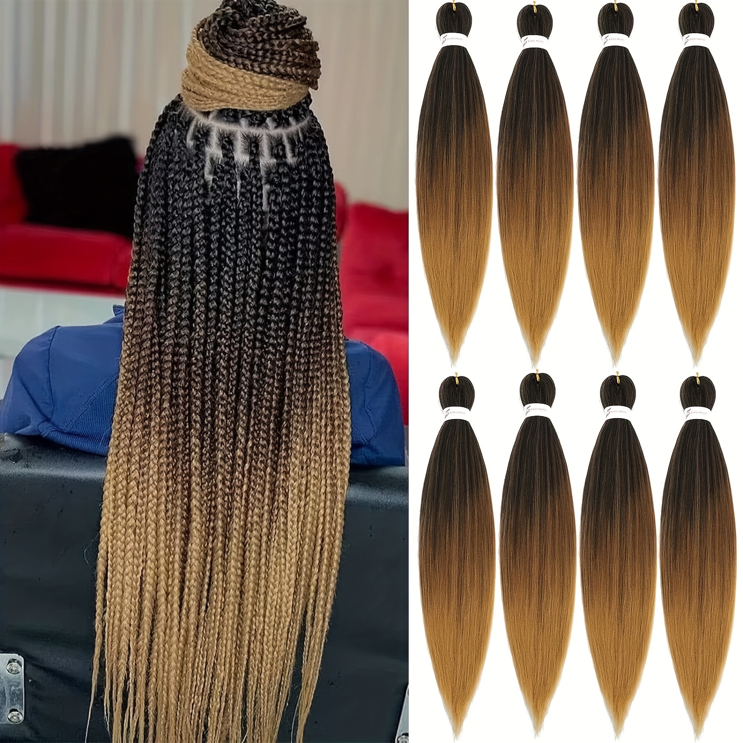 Alororo Ombre Braiding Hair Pre Stretched Synthetic Easy Hair