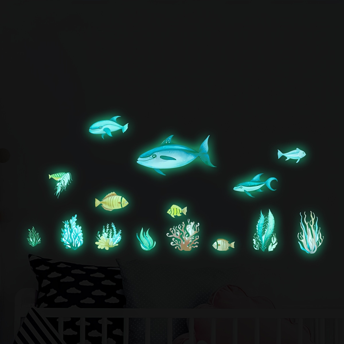 Night Luminous Wall Sticker Ocean Life Fish Pattern Self - Temu