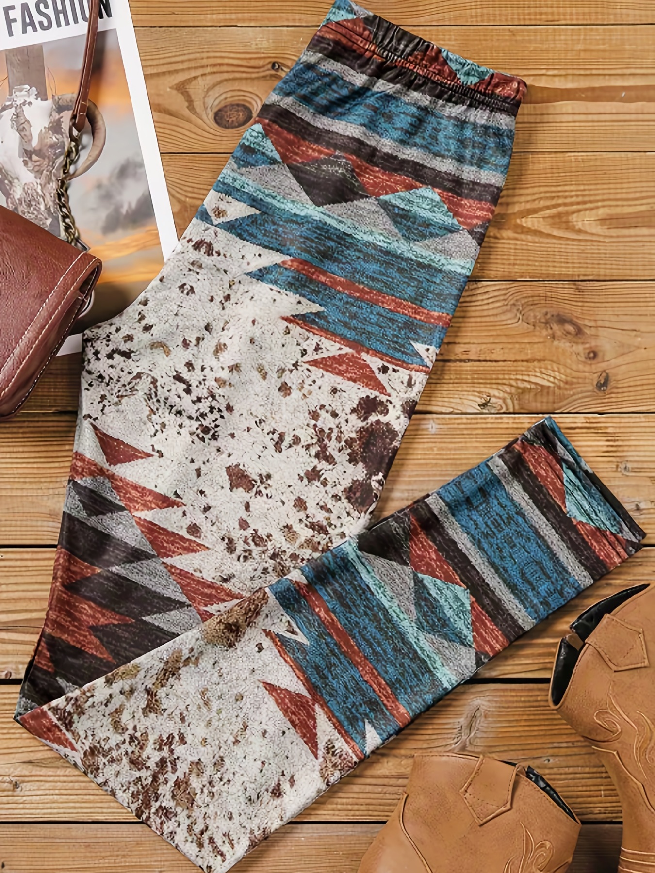 Plus Size Boho Leggings Women's Plus Tie Dye Aztec Print - Temu Canada