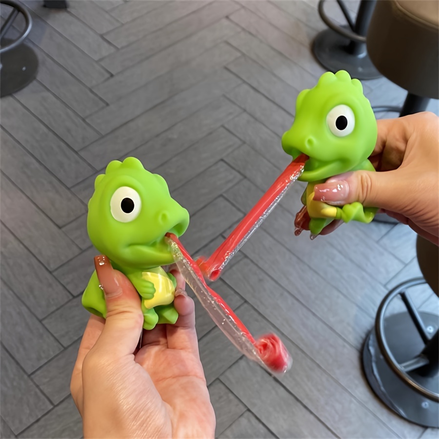 1pc Stress-Relieving Squishy Toy In Frog Design With Tongue Out & Squeaking  Function, Prank Relief Toy