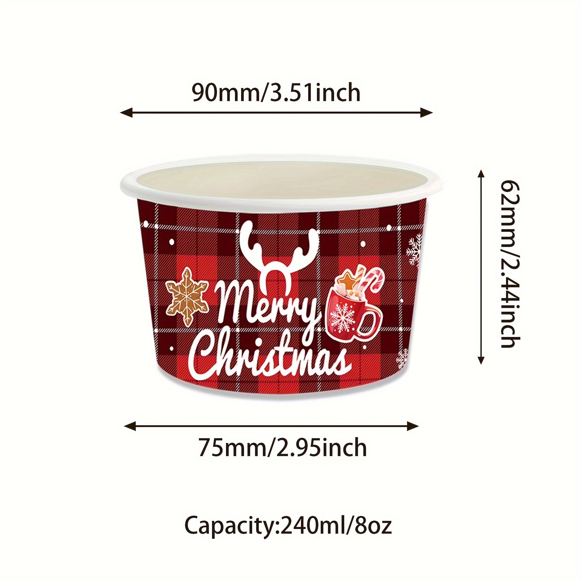 Sliner 300 Pcs 8oz Christmas Disposable Snack Bowls Christmas Paper Ice  Cream Bowls Xmas Candy Dessert Bowls Holiday Treat Cups for Party Favor